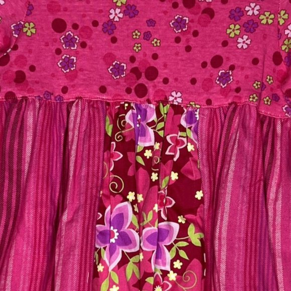 Baby Lulu Dress Girls‎ 2T Pink Floral Stripe Butterfly Ruffle Mixed Media Artsy - Picture 4 of 6